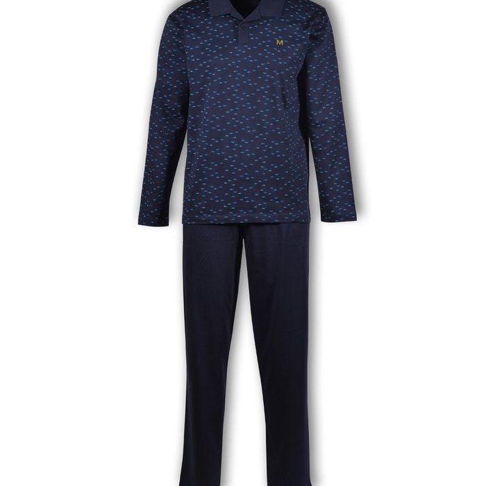 Manned - Woody MEN Pyjama Pyjama (Donkerblauw all-over print)