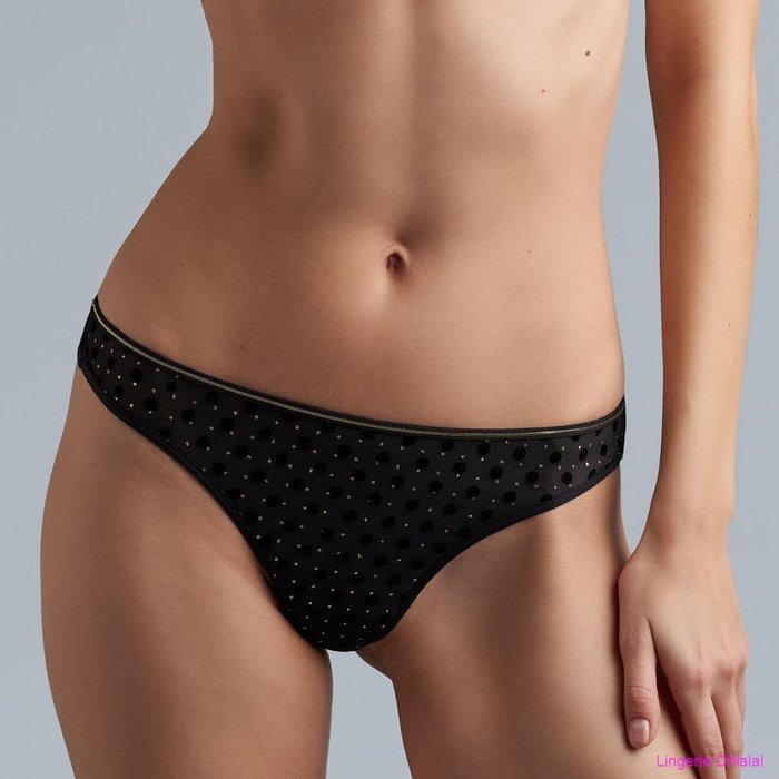 Marlies Dekkers Petit point String (Black and Gold)