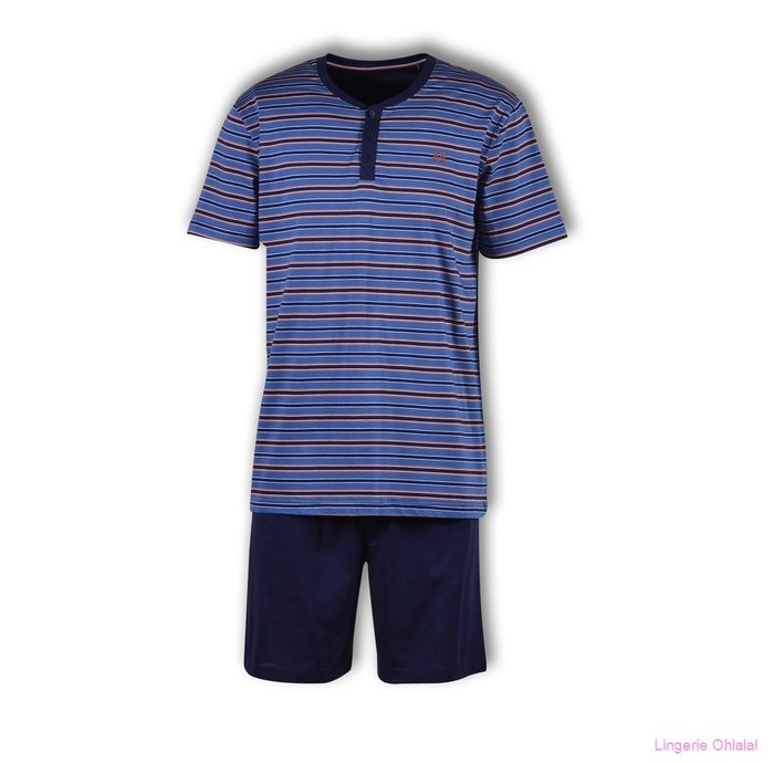 Manned - Woody MEN 191-9-mpb-s Pyjama (Blauw Gestreept)